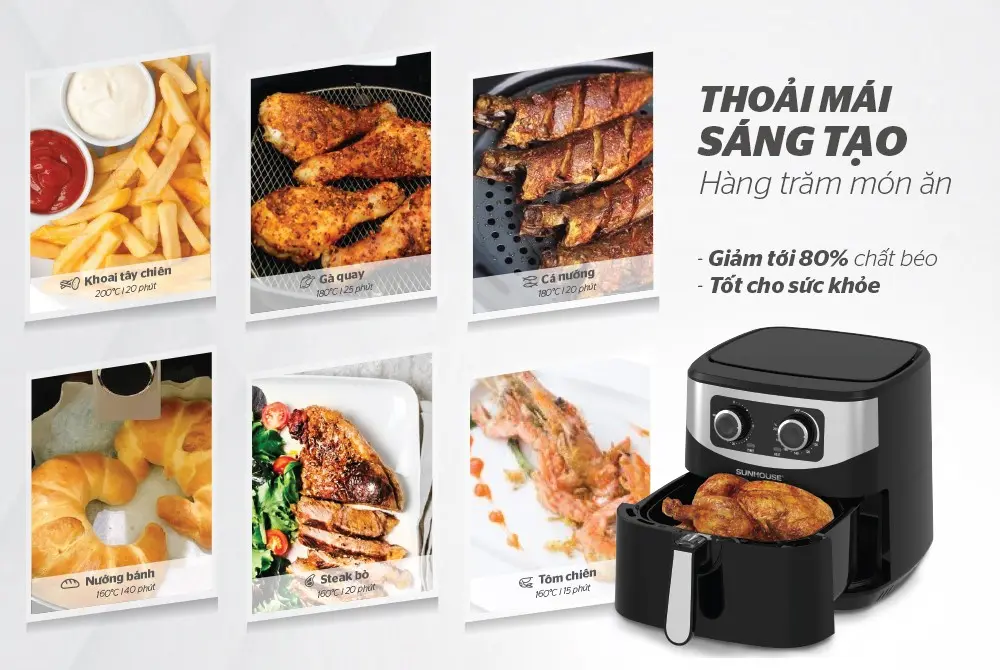 Nồi chiên không dầu SUNHOUSE SHD4062 - 1600W, 6 lít - Ảnh 7