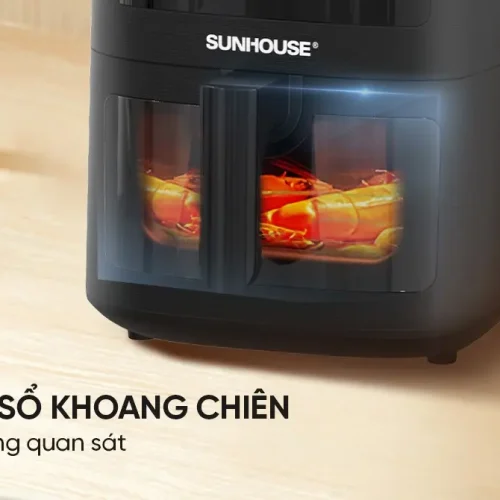 Cửa sổ quan sát khoang chiên của nồi chiên không dầu SUNHOUSE SHD4081 8 lít