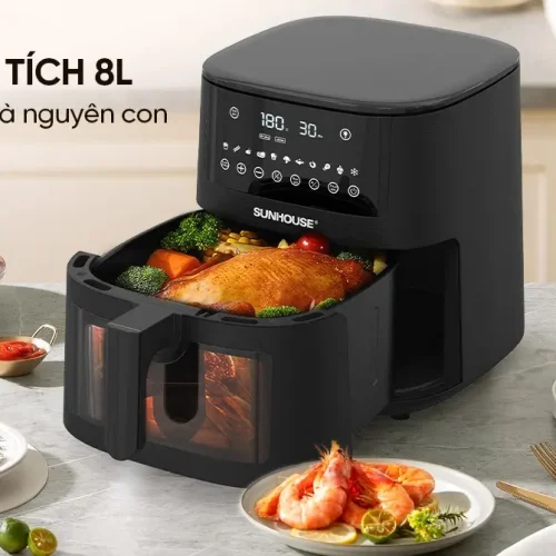 Nồi chiên không dầu SUNHOUSE SHD4081 8 lít nướng gà nguyên con