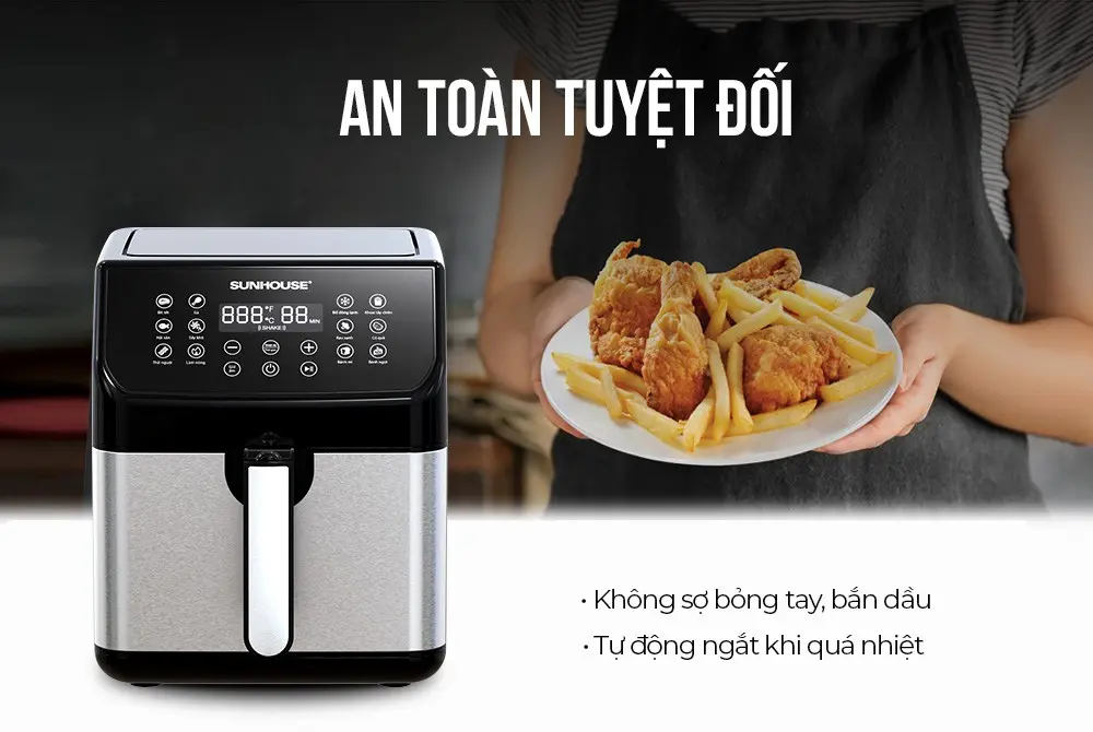 Nồi chiên không dầu SUNHOUSE SHD4087 - 1700W, 6 lít, Cảm ứng - Ảnh 8