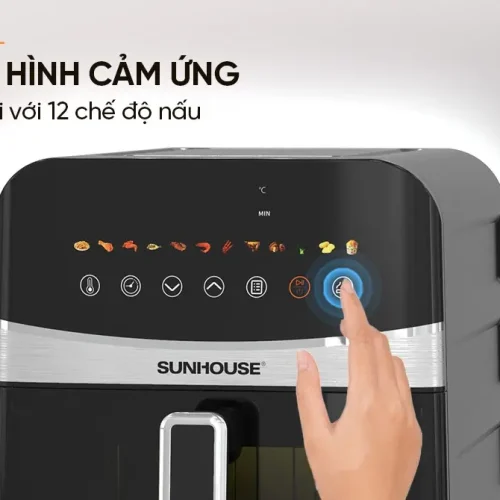 Bảng điều khiển cảm ứng 12 chế độ nấu của nồi chiên không dầu SUNHOUSE SHD4090
