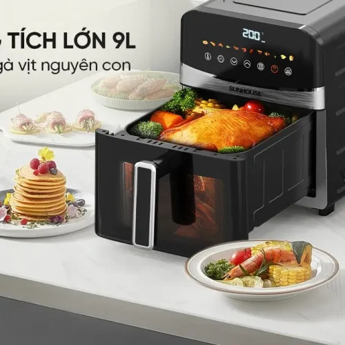 Nồi chiên không dầu SUNHOUSE SHD4090 cảm ứng 9 lít nướng gà nguyên con