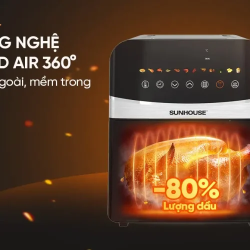 Nồi chiên không dầu SUNHOUSE SHD4090 9 lít với công nghệ Rapid Air 360 độ