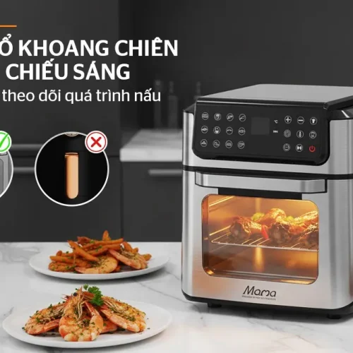 Nồi chiên không dầu SUNHOUSE SHD4094 với cửa sổ khoang chiên và đèn chiếu sáng