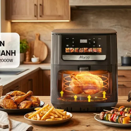Nồi chiên không dầu SUNHOUSE SHD4096 nướng gà nguyên con 2000W