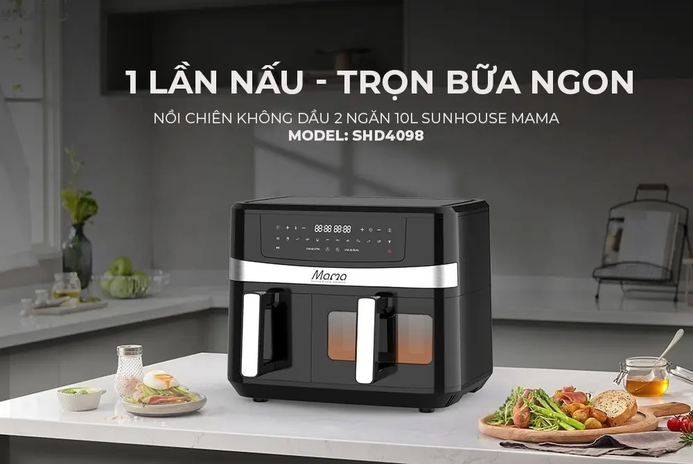 Nồi chiên không dầu SUNHOUSE SHD4098 - 2500W, 10 lít, Cảm ứng - Ảnh 6