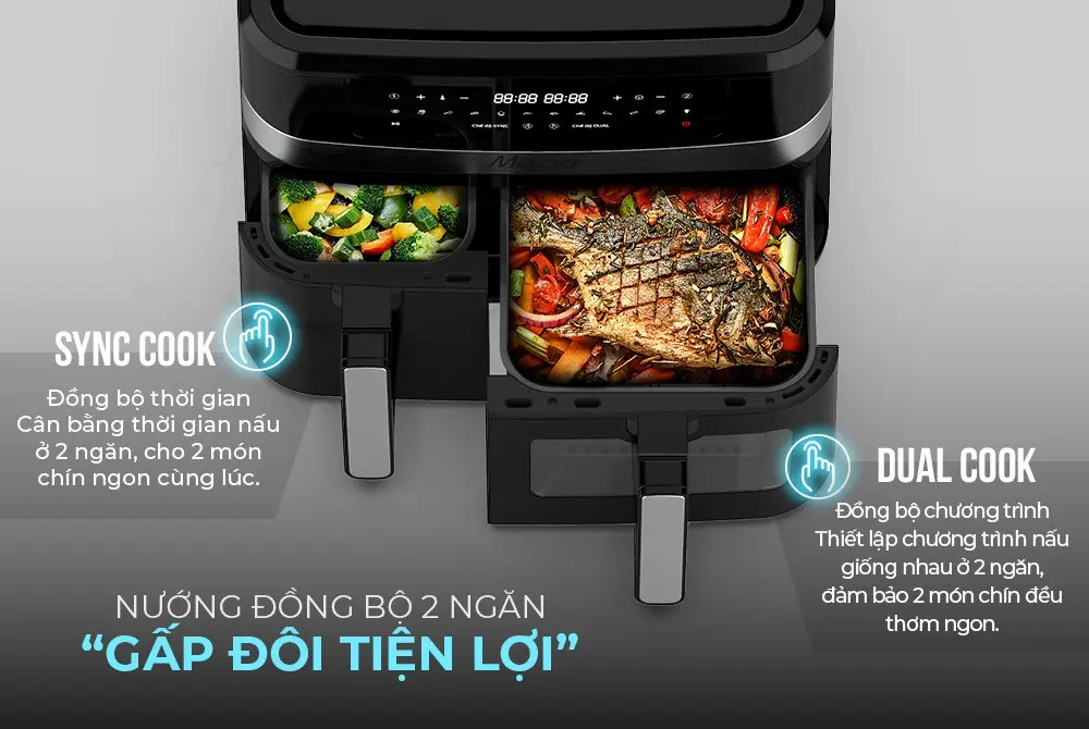 Nồi chiên không dầu SUNHOUSE SHD4098 - 2500W, 10 lít, Cảm ứng - Ảnh 8