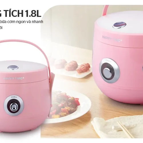 Nồi cơm điện HAPPY TIME HTD8521P 700W dung tích 1.8 lít màu hồng với quai xách