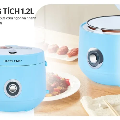 Nồi cơm điện HAPPY TIME HTD8522G 1.2 lít màu xanh, phù hợp gia đình 2 đến 4 người