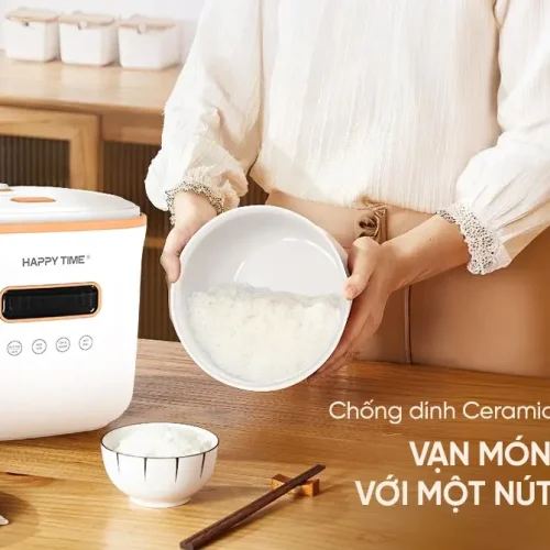 Nồi cơm điện HAPPY TIME HTD8810 cảm ứng với cơm chín trong lòng nồi