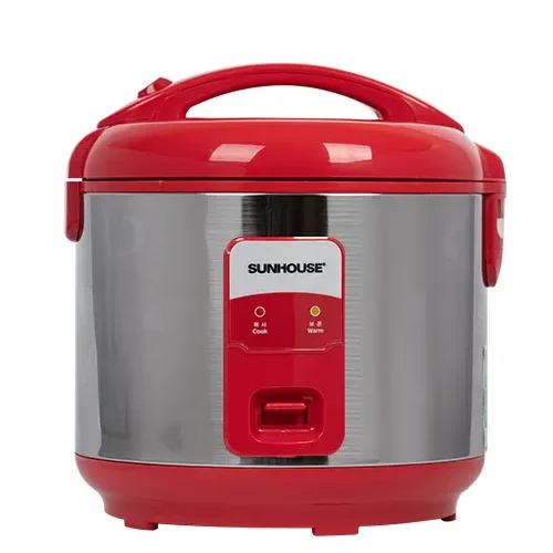 Nồi cơm điện SUNHOUSE SH18S màu đỏ inox nhìn chính diện