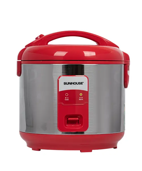 Nồi cơm điện SUNHOUSE SH18S màu đỏ inox nhìn chính diện