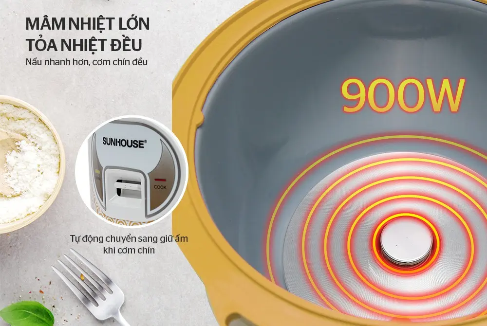 Nồi cơm điện SUNHOUSE SH830 - 900W, 2.8 lít - Ảnh 6