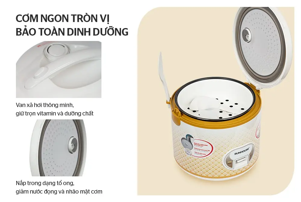 Nồi cơm điện SUNHOUSE SH830 - 900W, 2.8 lít - Ảnh 7