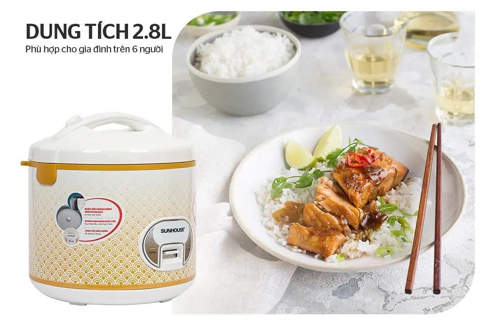 Nồi cơm điện SUNHOUSE SH830 - 900W, 2.8 lít - Ảnh 8