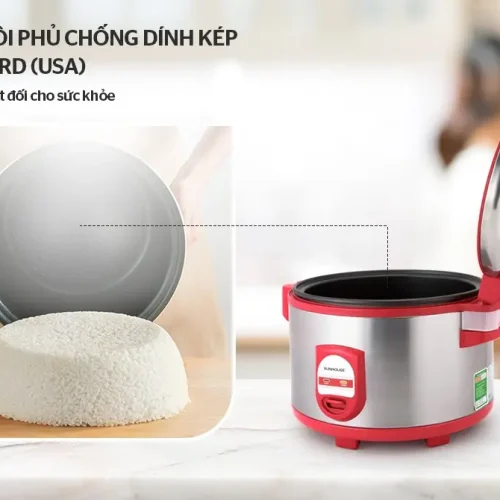 Nồi cơm điện SUNHOUSE SH866 5.6 lít mở nắp kèm lòng nồi chống dính kép Whitford