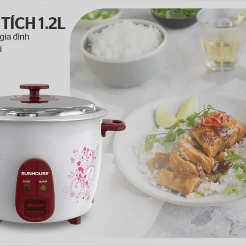 Nồi cơm điện SUNHOUSE SHD8106 1.2 lít cùng cơm chín