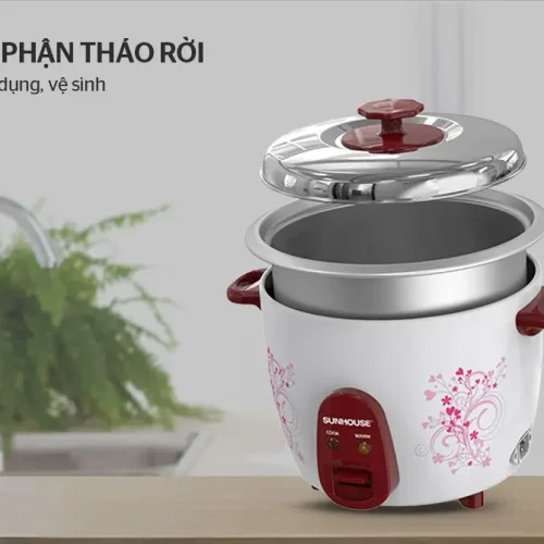Nồi cơm điện SUNHOUSE SHD8126 với nắp và lòng nồi tháo rời