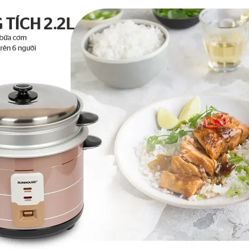 Nồi cơm điện SUNHOUSE SHD8135 2.2 lít kèm hình minh họa bữa cơm gia đình