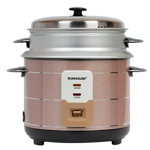 Nồi cơm điện SUNHOUSE SHD8135 2.2 lít màu hồng kèm xửng hấp nhìn chính diện