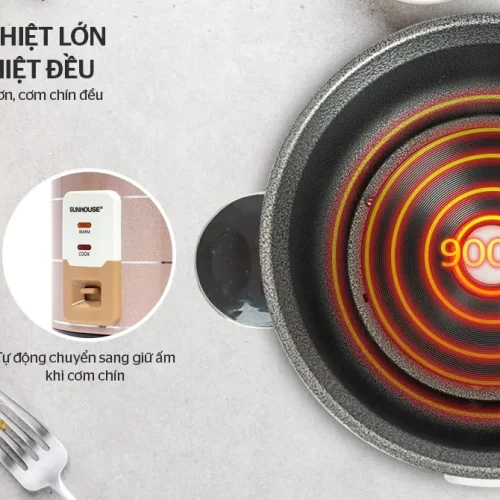 Mâm nhiệt 900W lớn tỏa nhiệt đều của nồi cơm điện SUNHOUSE SHD8135