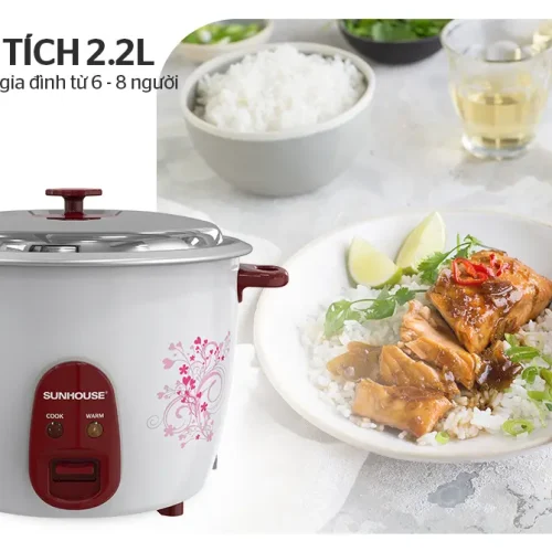 Nồi cơm điện SUNHOUSE SHD8136 2.2 lít phù hợp gia đình từ 6 đến 8 người