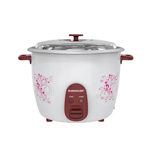 Nồi cơm điện SUNHOUSE SHD8138 màu trắng họa tiết hoa dung tích 2.8 lít