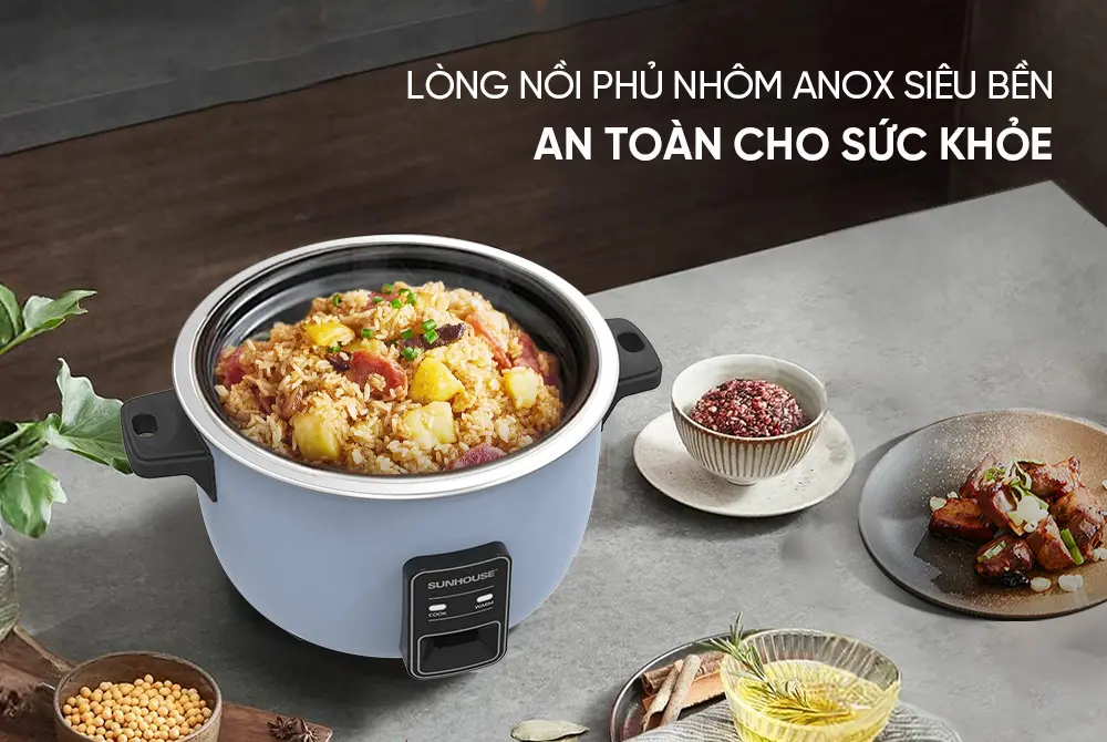 Nồi cơm điện SUNHOUSE SHD8156 5.6 lít với lòng nồi phủ nhôm anod