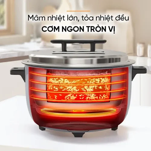 Nồi cơm điện SUNHOUSE SHD8166 với mâm nhiệt lớn tỏa nhiệt đều