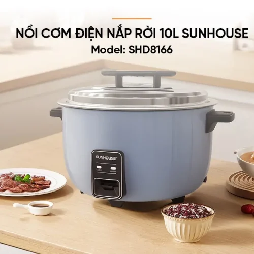 Nồi cơm điện nắp rời SUNHOUSE SHD8166 10 lít màu xanh trong bếp