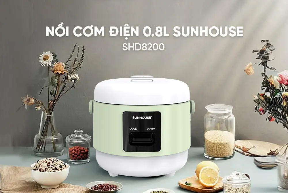 Nồi cơm điện SUNHOUSE SHD8200 0.8 lít màu xanh nhạt