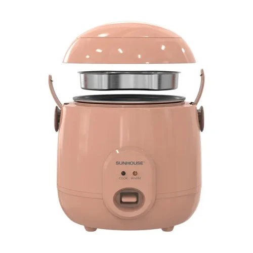 Nồi cơm điện SUNHOUSE SHD8206O 0.4 lít màu cam với nắp và lòng nồi mở