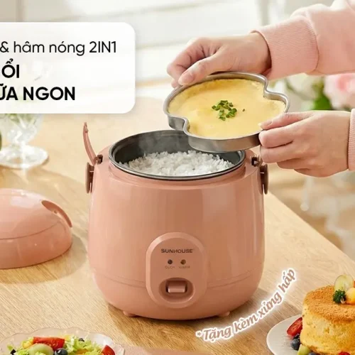 Nồi cơm điện SUNHOUSE SHD8206O 0.4 lít màu cam nấu cơm và hâm nóng