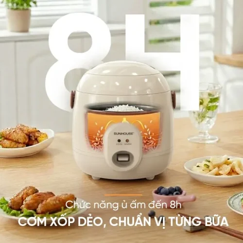 Nồi cơm điện SUNHOUSE SHD8206W màu trắng giữ ấm cơm