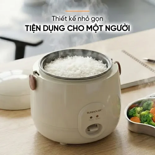 Nồi cơm điện SUNHOUSE SHD8206W nấu cơm cho một người