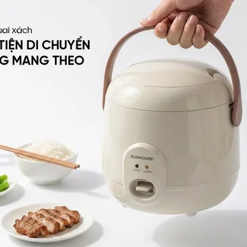 Nồi cơm điện SUNHOUSE SHD8206W 0.4 lít với quai xách tiện di chuyển