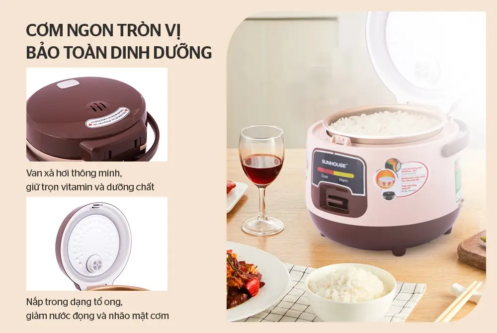 Nồi cơm điện SUNHOUSE SHD8208C - 400W, 1.0 lít - Ảnh 7