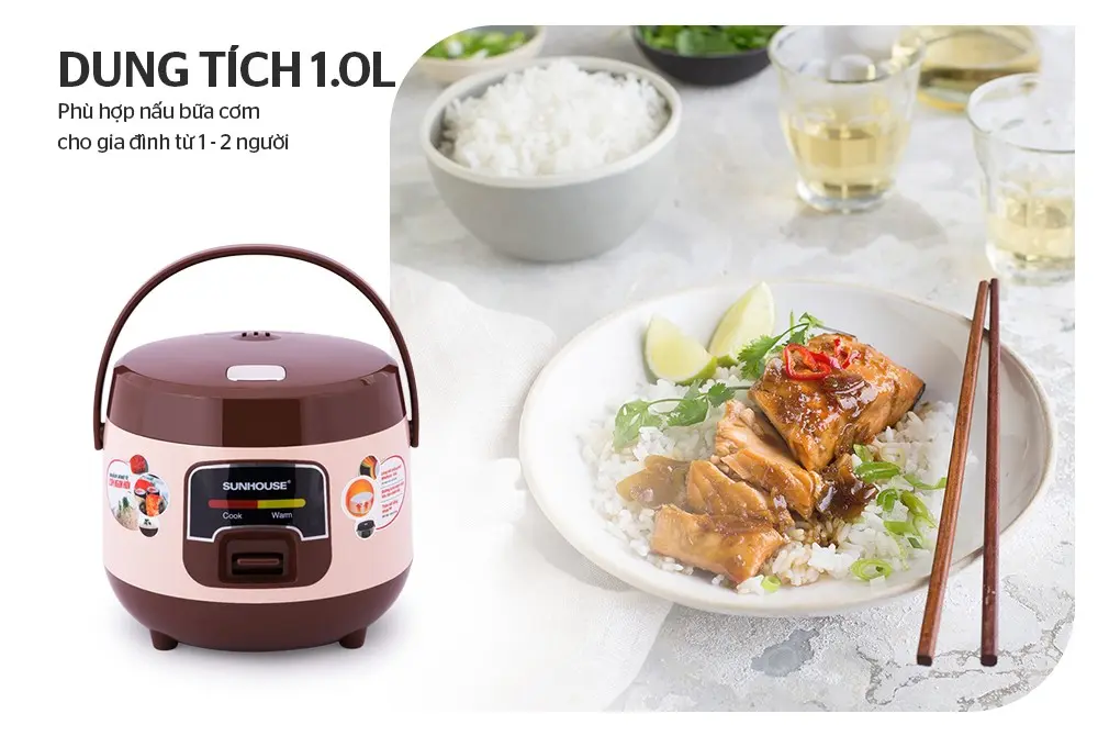Nồi cơm điện SUNHOUSE SHD8208C - 400W, 1.0 lít - Ảnh 8