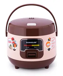 Nồi cơm điện SUNHOUSE SHD8208C mặt trước màu nâu, dung tích 1 lít