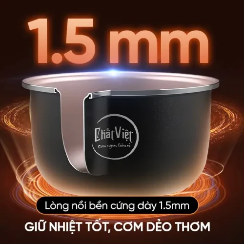 Lòng nồi dày 1,5 mm của nồi cơm điện SUNHOUSE SHD8219