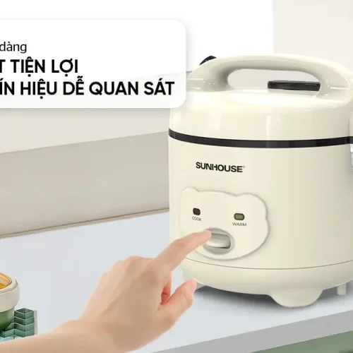 Nồi cơm điện SUNHOUSE SHD8224W nút gạt và đèn báo