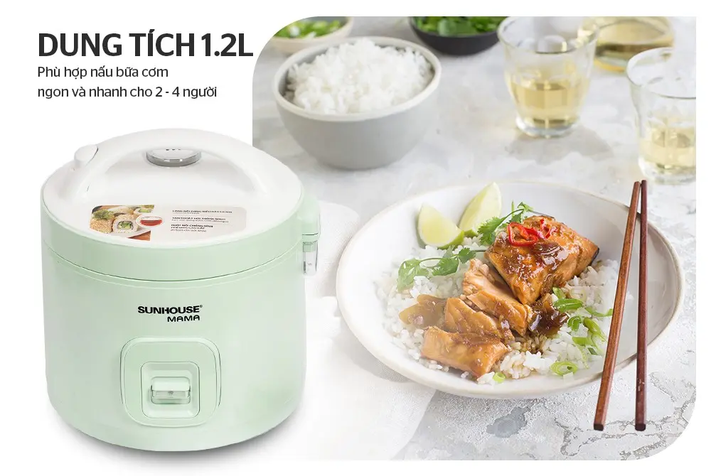 Nồi cơm điện SUNHOUSE SHD8265B 1.2 lít màu xanh bạc hà