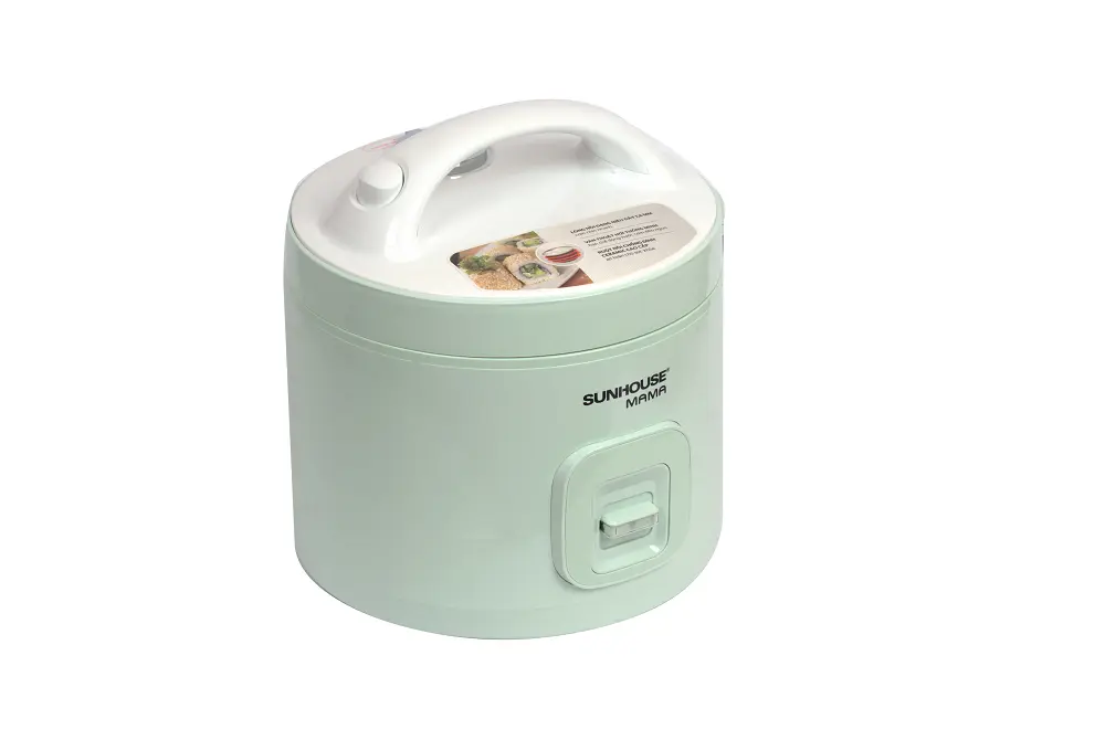 Nồi cơm điện SUNHOUSE SHD8265B màu xanh nhạt với tay cầm trên nắp