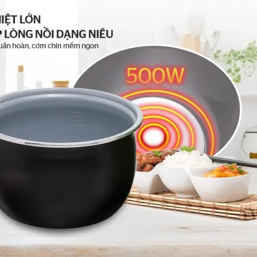 Lòng nồi chống dính và mâm nhiệt 500W của nồi cơm điện SUNHOUSE SHD8265B