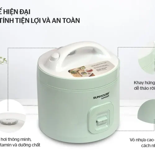 Thiết kế nồi cơm điện SUNHOUSE SHD8265B với van xả hơi và khay hứng nước tháo rời