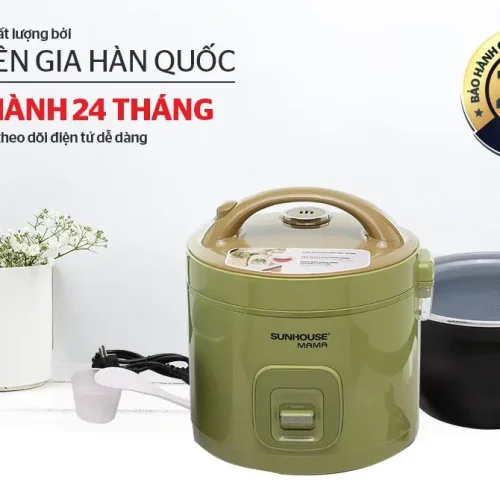 Nồi cơm điện SUNHOUSE SHD8265G màu xanh rêu kèm lòng nồi và phụ kiện