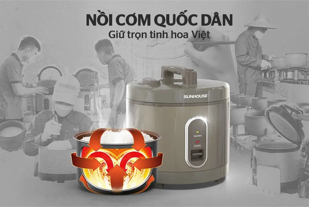 Nồi cơm điện SUNHOUSE SHD8308 3 lít với hiệu ứng nhiệt đối lưu