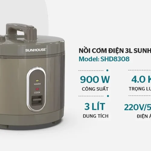 Nồi cơm điện SUNHOUSE SHD8308 3 lít 900W màu nâu