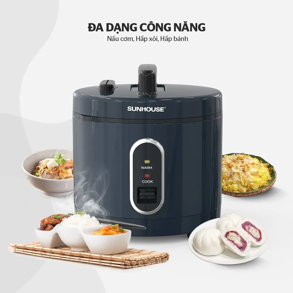Nồi cơm điện SUNHOUSE SHD8309 3 lít 900W đa dạng công năng