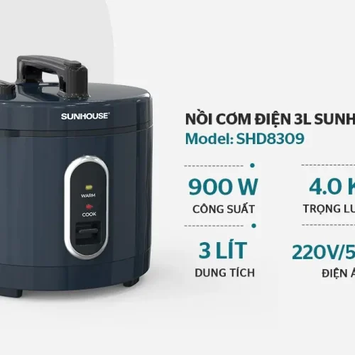 Nồi cơm điện SUNHOUSE SHD8309 3 lít 900W màu xanh đen
